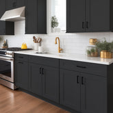 RTA Shaker Solid Wood Waste Basket Base Cabinet Charcoal Black for Kitchen, Bathroom & Laundry Storage
